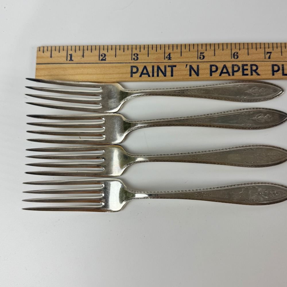 1847 Rogers Bros Argosy Silverplate Dinner Forks Set of 4 Art Deco 1926 7.5 Inch